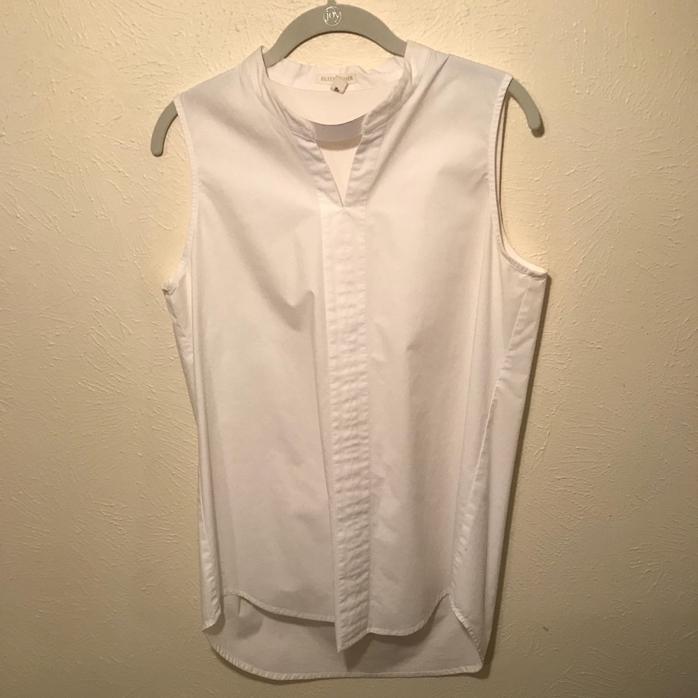 white eileen fisher sleeveless tunic top